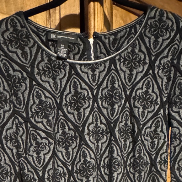 INC International Concepts Black and Gray Damask Dress - Picture 1 of 3